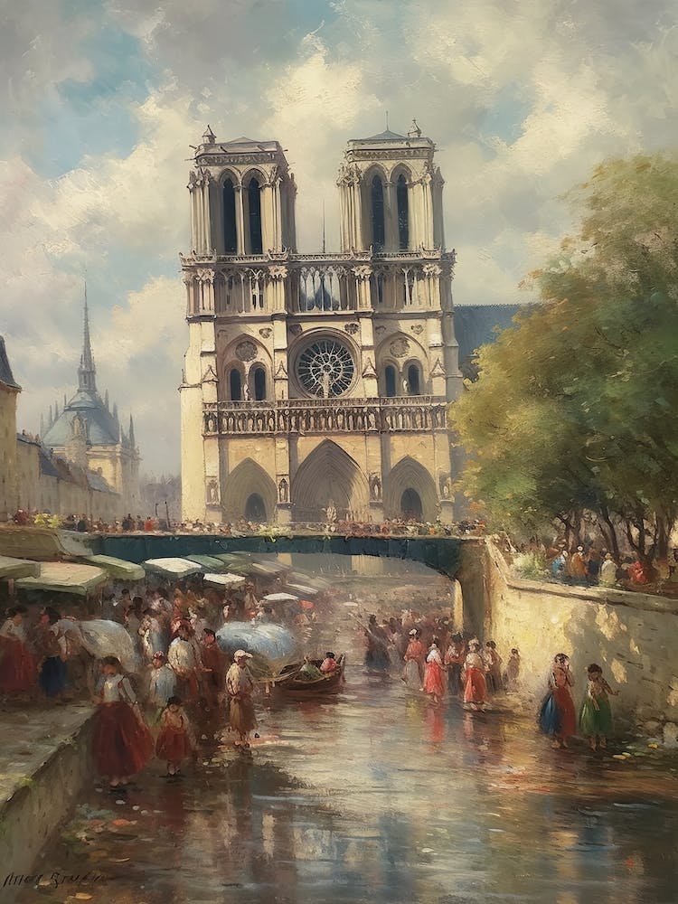 Notre Dame Paris France Camille Pissarro Style 1