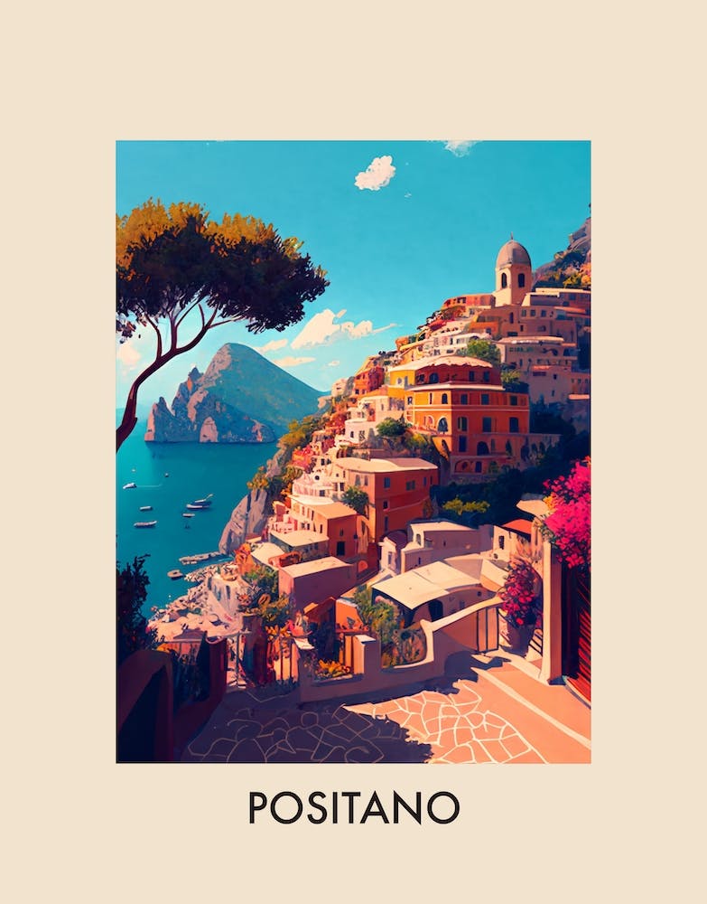 Positano Italy Vintage Travel Poster