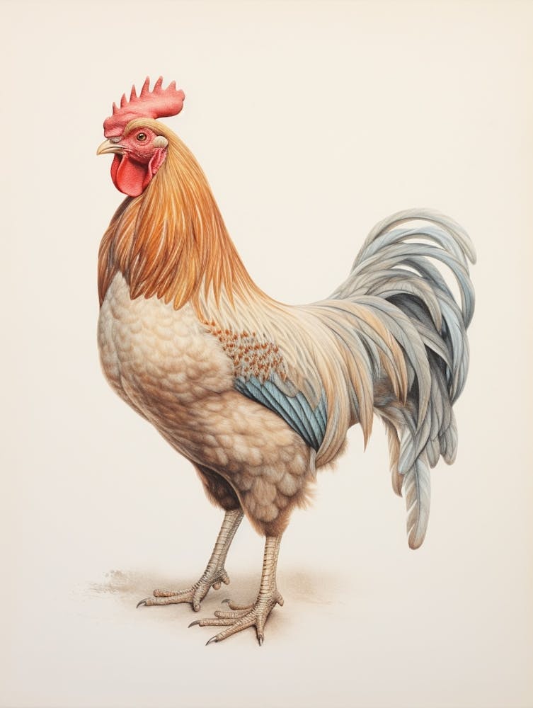Vintage Vogel-Zeichnung Hahn 1