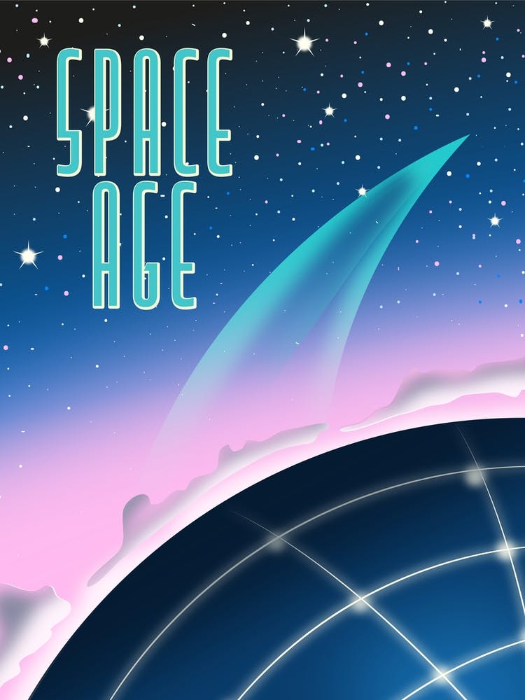 Space Age retro 1980s space art