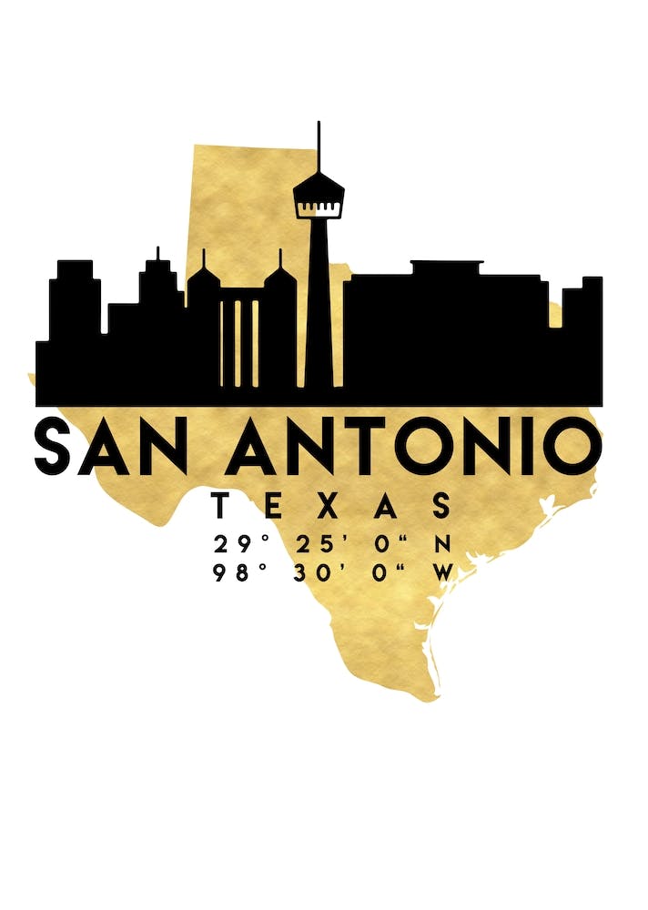 San Antonio Texas Silhouette Stadt Skyline Karte
