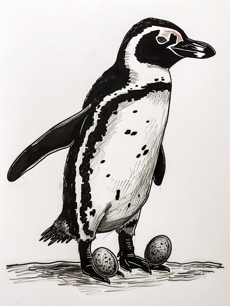 African Penguin Balancing Eggs 2
