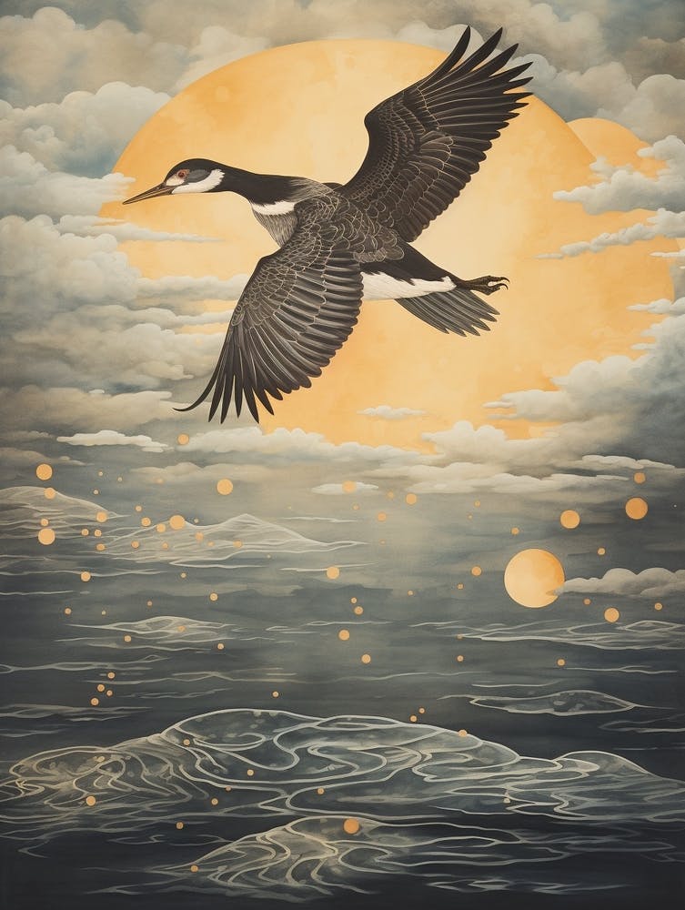 Grebe 2 Gold Detail Painting