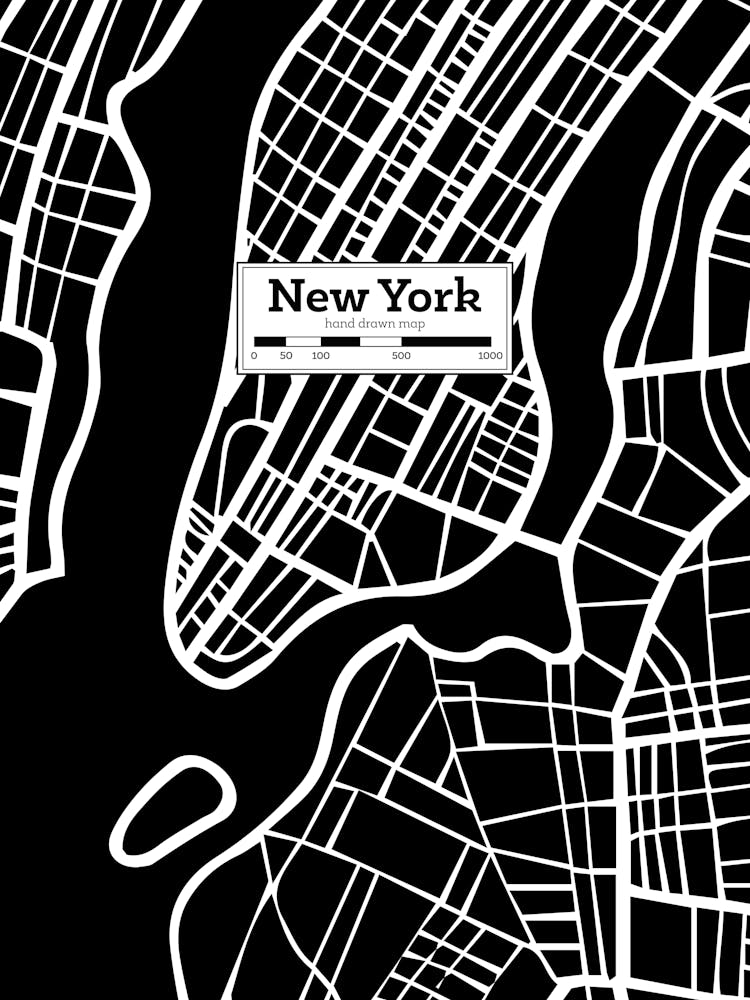 New York City Map — Hand-drawn map, vector black map
