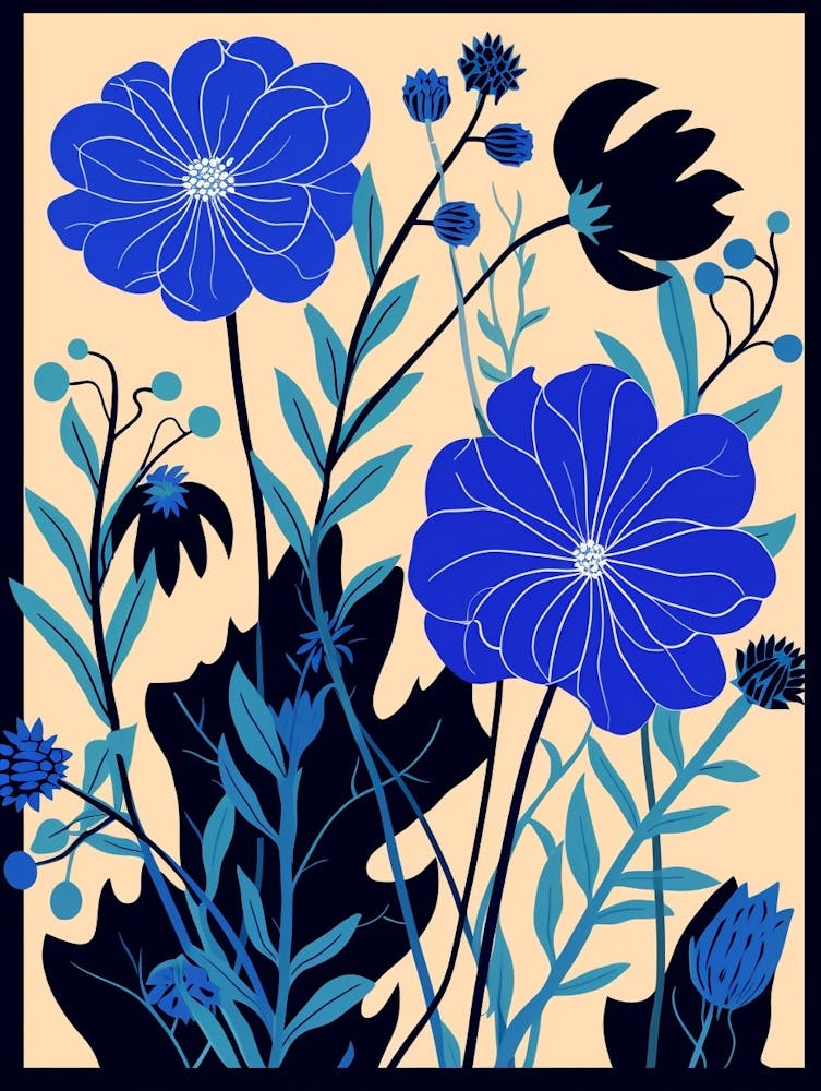 Blue Flower Illustration Love In A Mist Nigella 1