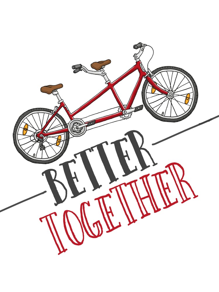 Better Together Tandem Cycling Print | Valentine's Cycling Print | Couples Bike Print