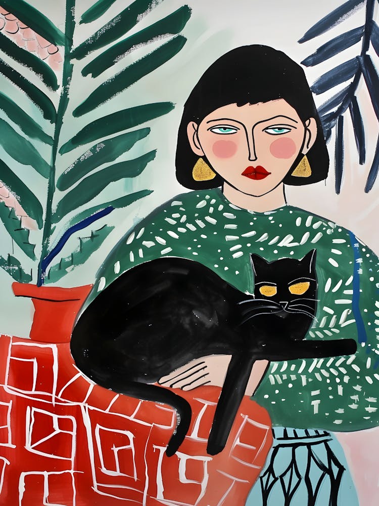 Woman With A Cat