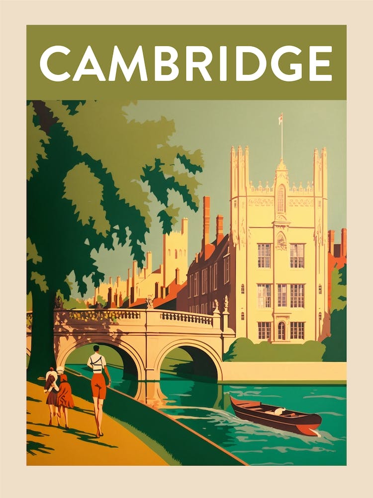 Cambridge Vintage Travel Poster