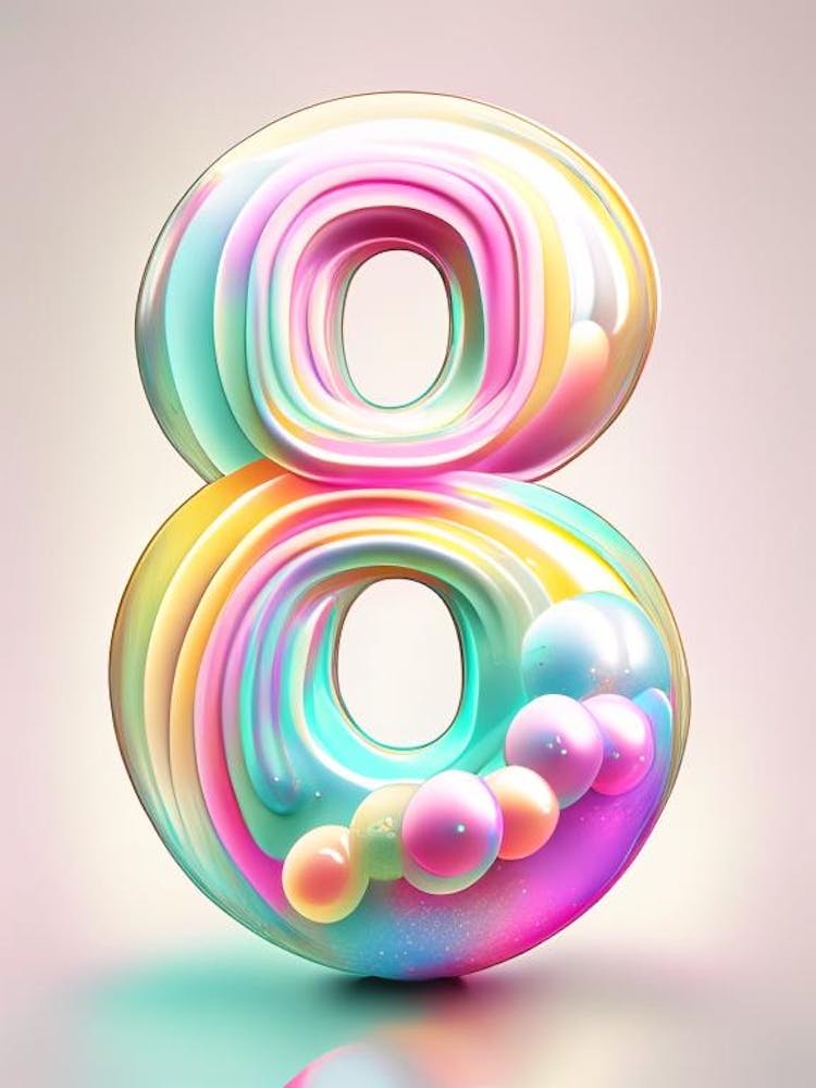 8, Number, Education Rainbow Bubble 1