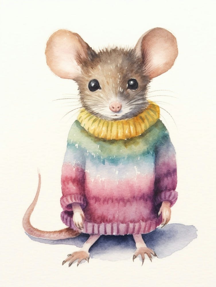 Baby Animal Watercolour Shrew