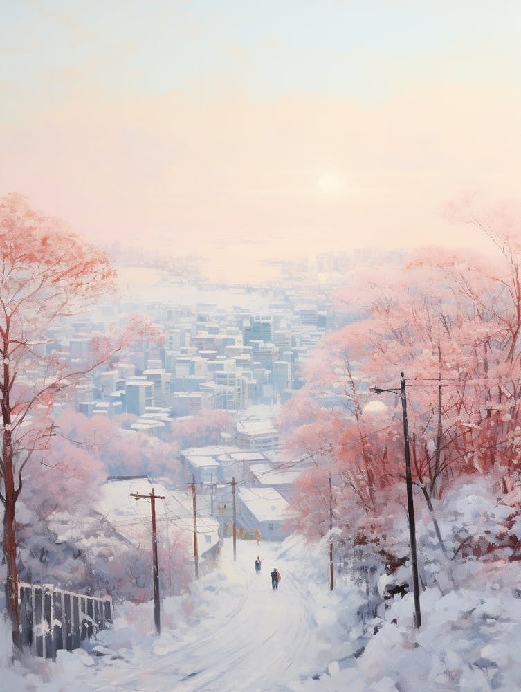 Dreamy Winter Painting Seoul South Korea 1