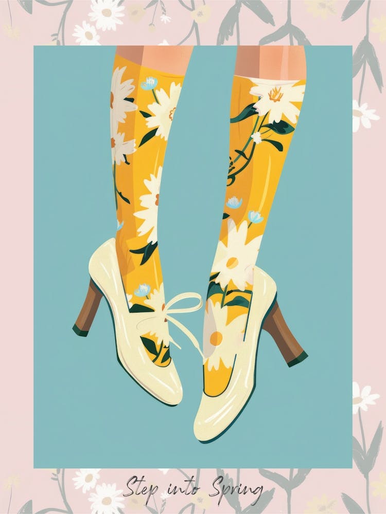 Step Into Spring White Floral Vintage Shoes 1