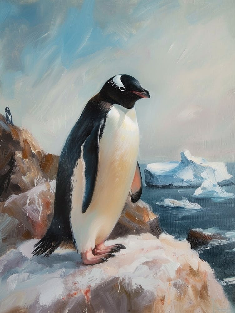 Adlie Penguin Laurie Island Oil Painting 2