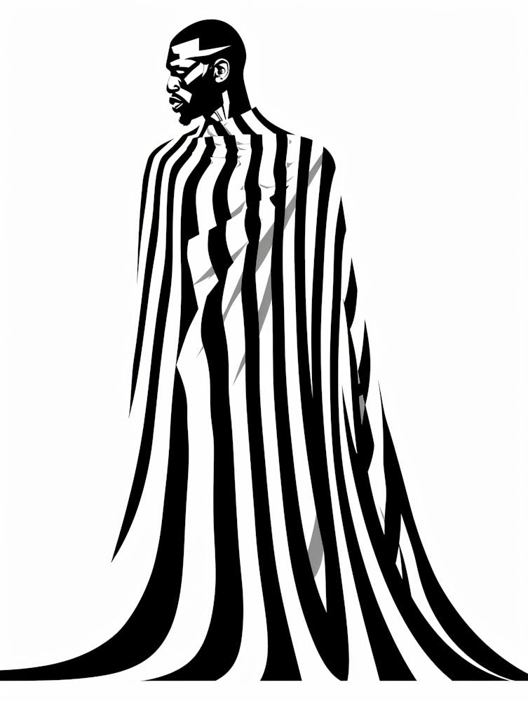 Black And White Striped Man