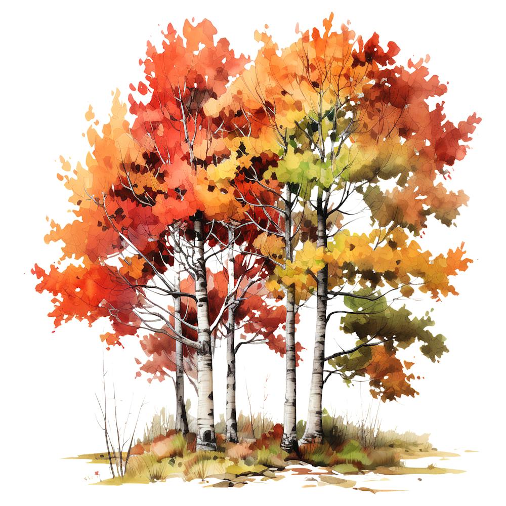 Watercolor Autumn Trees 15