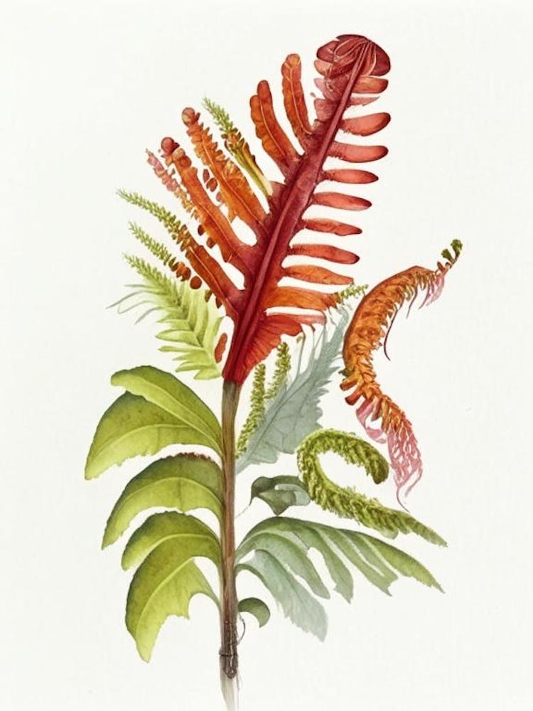 Cinnamon Fern Wildflower Watercolour 2