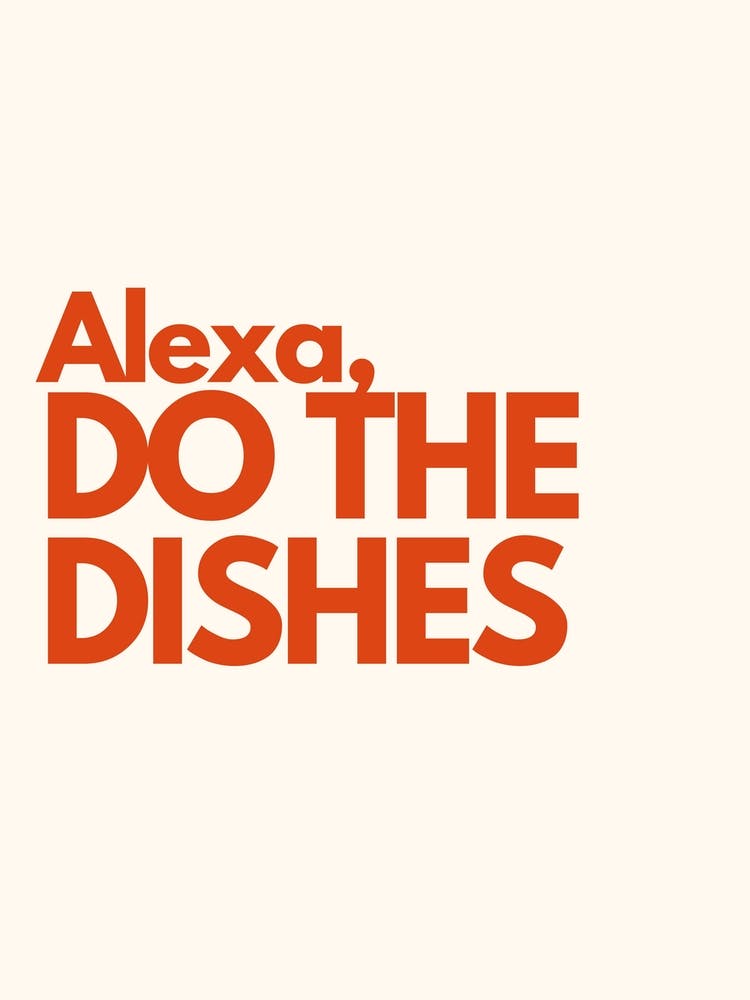 Alexa Do The Dishes Kitchen Typography Cream Red