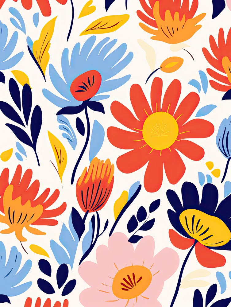 Radiant Blossom Ballet; Inspired By Henri Matisse Colorful Flower Market