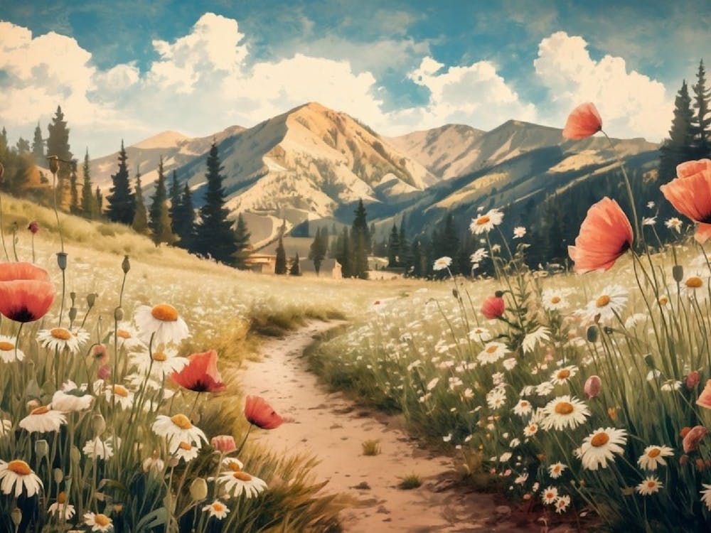 Flowering Meadow Landscape - Impressionistic