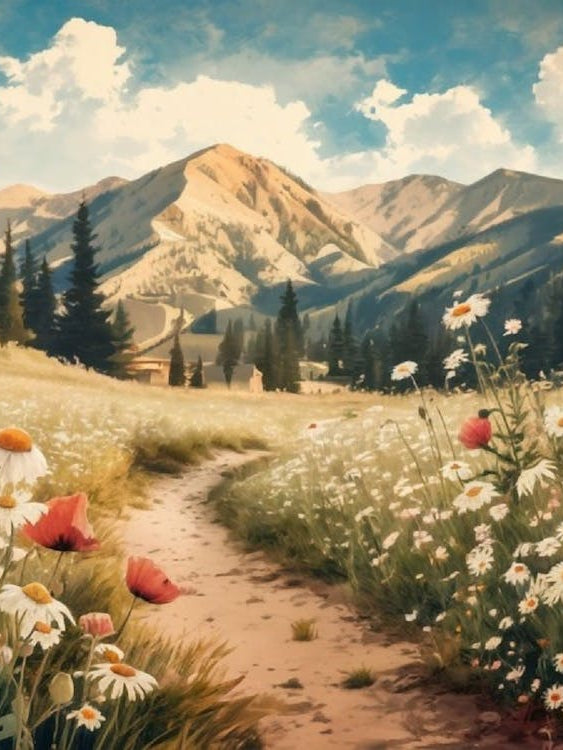 Flowering Meadow Landscape - Impressionistic