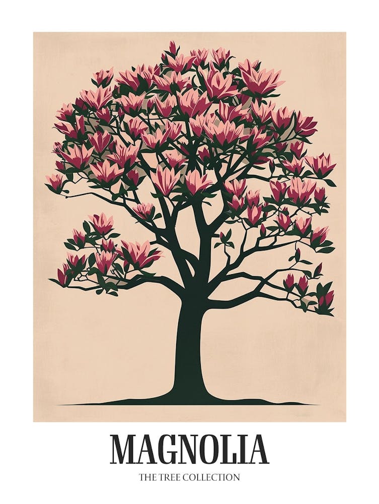 Magnolia Tree Colourful Illustration 2 Poster