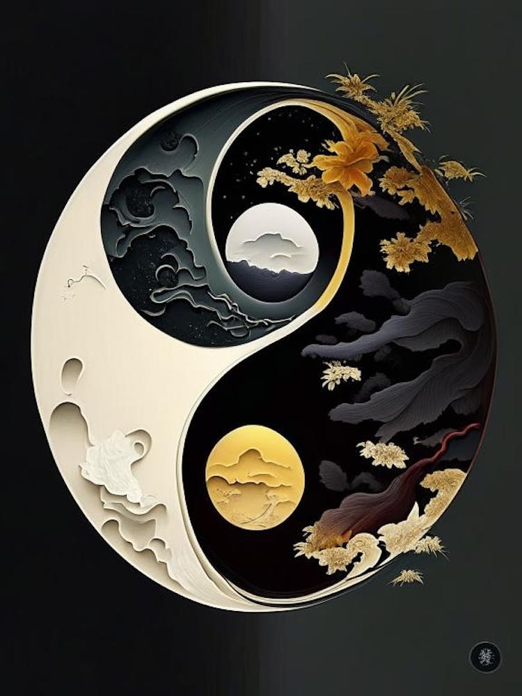 Illustration Yin et Yang répétée