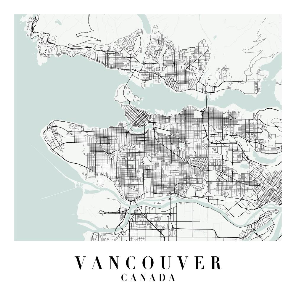 Vancouver Canada Street Map Minimal Color Square