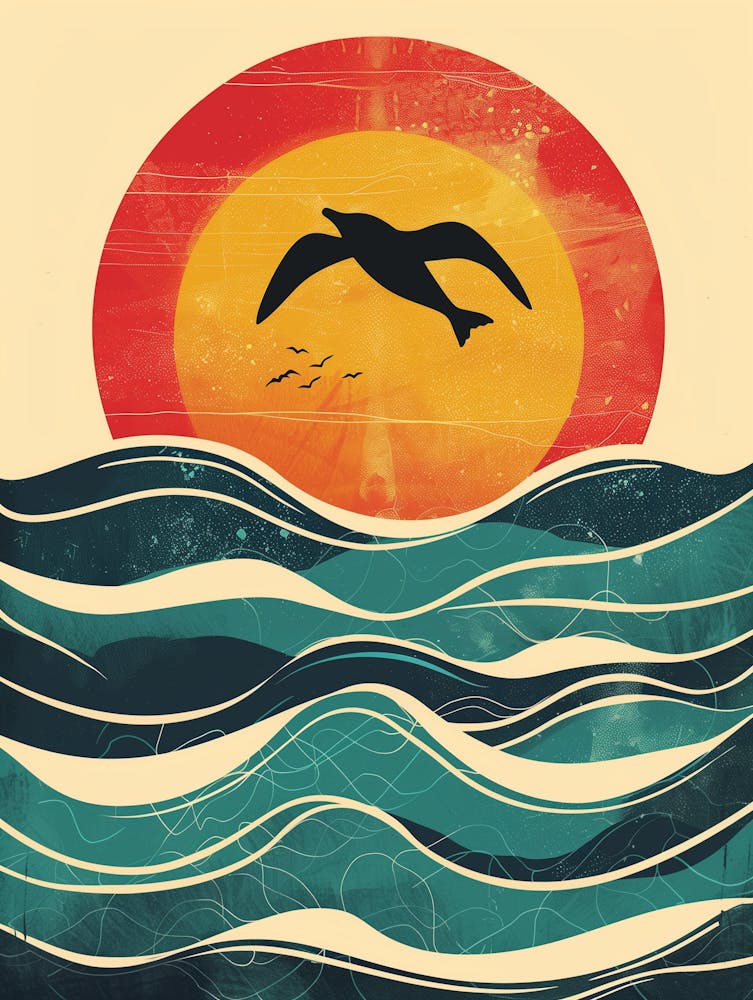 Seagull Flying Over The Ocean