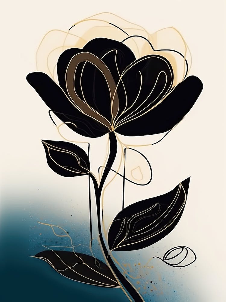 Line Art Tulips Flowers Illustration Neutral 16