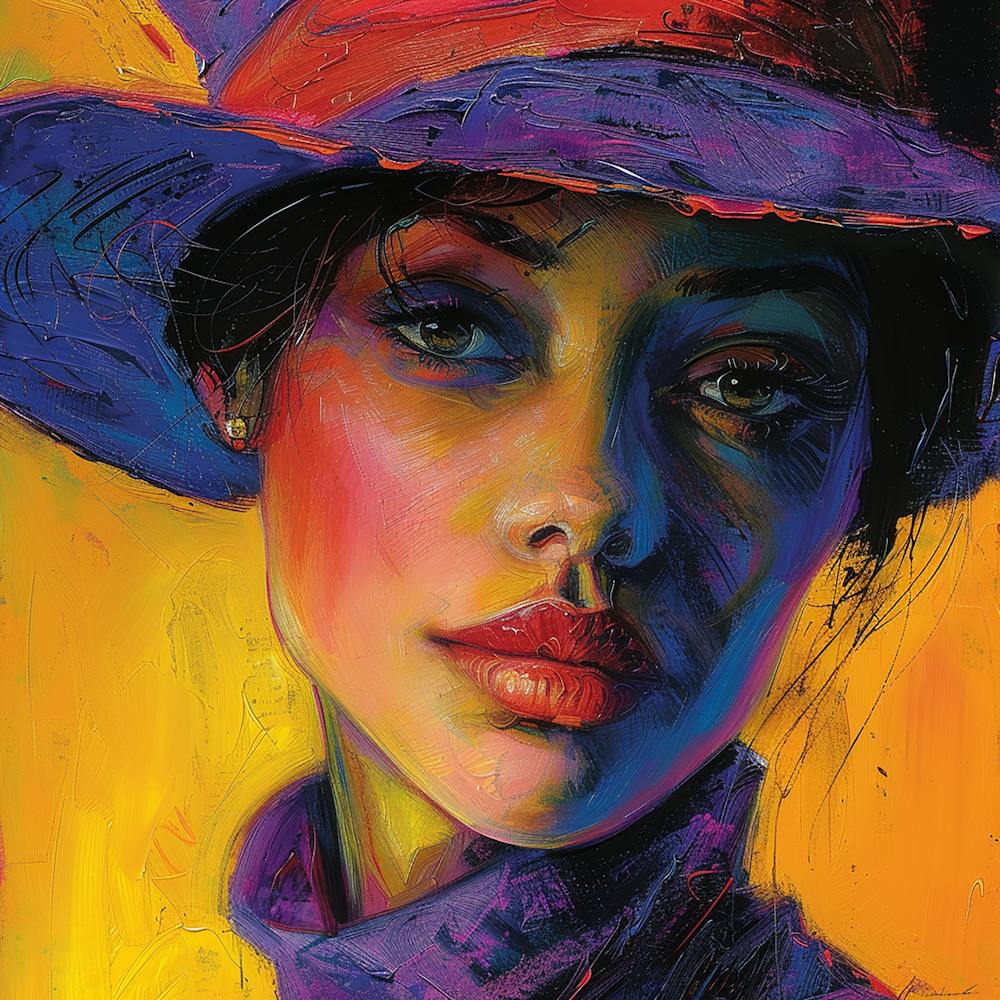 Woman In A Hat - city wall art, colorful wall art, home decor, minimal art, modern wall art, wall art, wall decoration, wall print colourful wall art, decor wall art, digital art, digital art download, interior wall art, downloadable art, eclectic wall, f