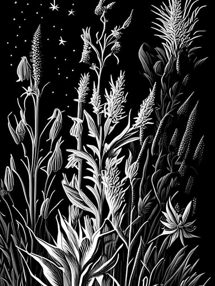 Prachtscharte Wildblume Linolschnitt 2