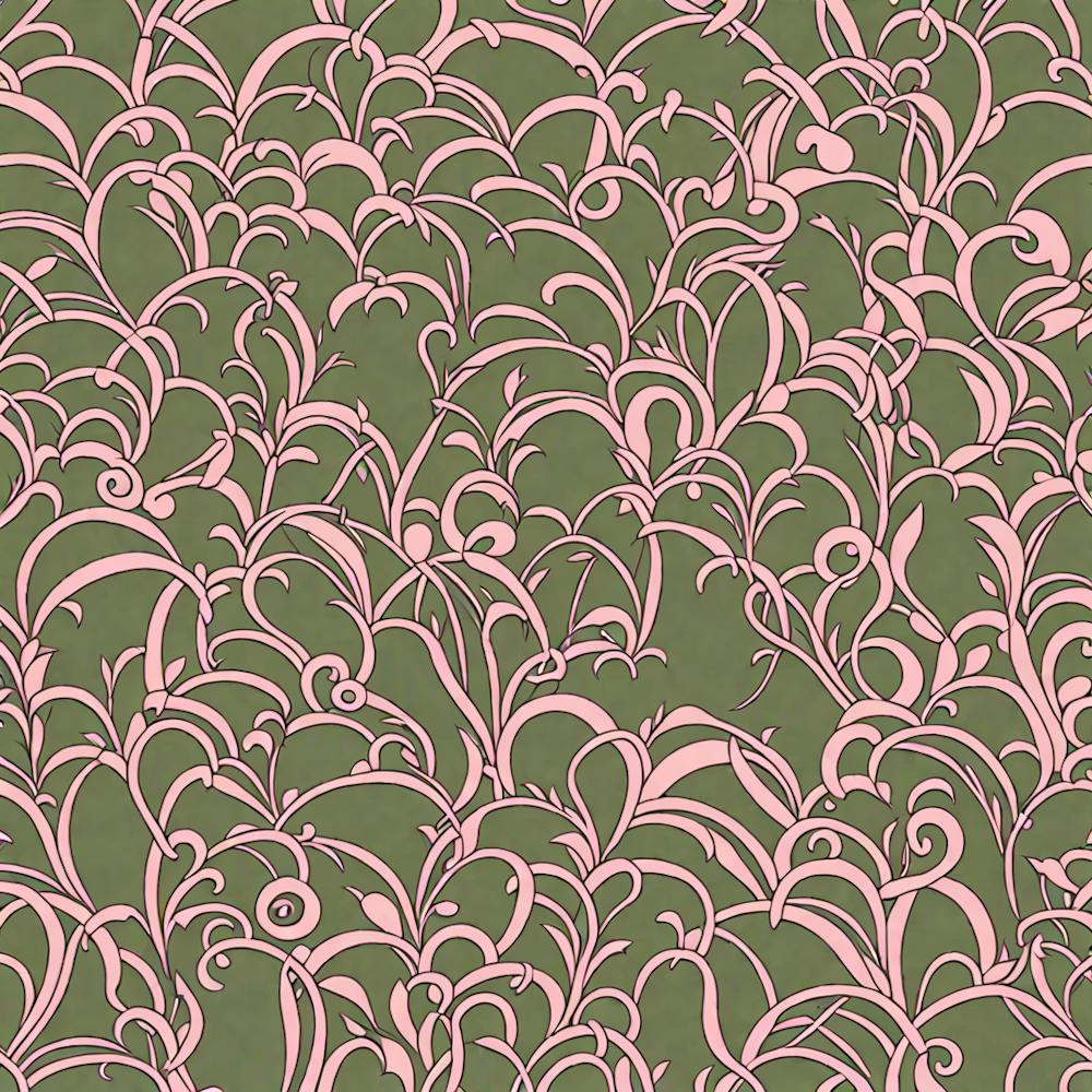 Pink And Green Floral Pattern, A Seamless Pattern, Flat Art, 177