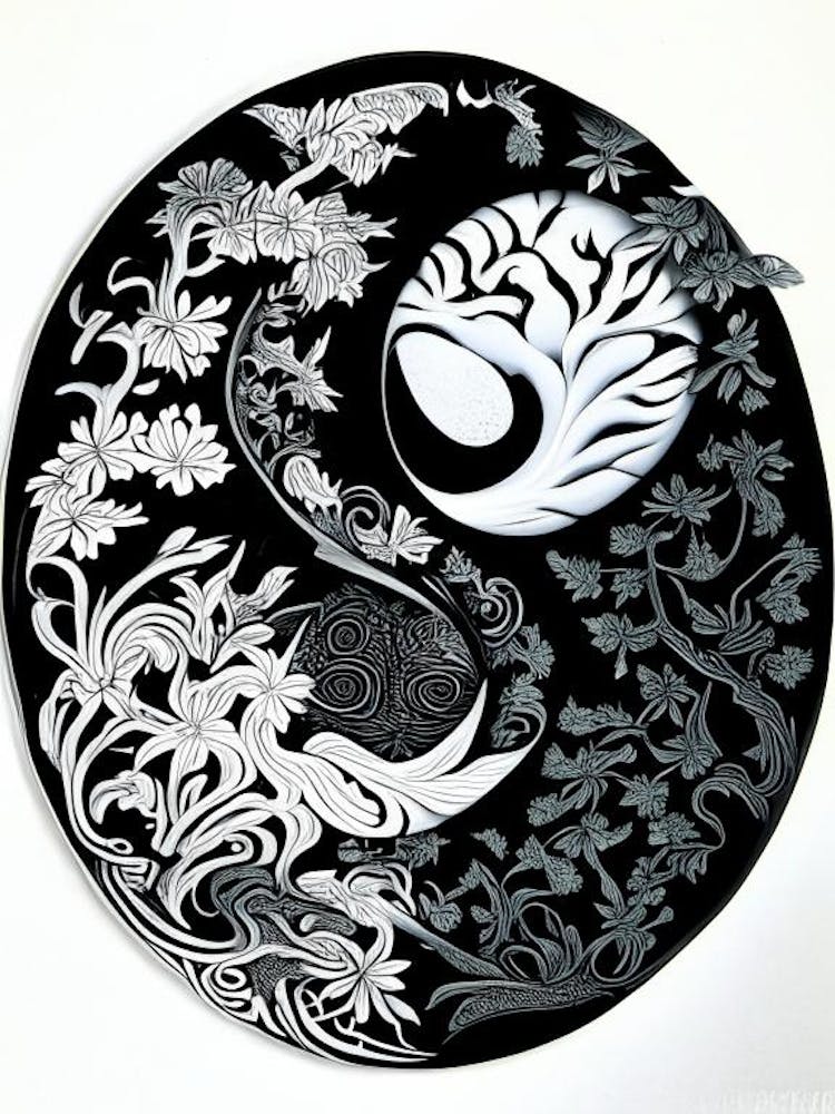Colour Yin and Yang 2 Linocut