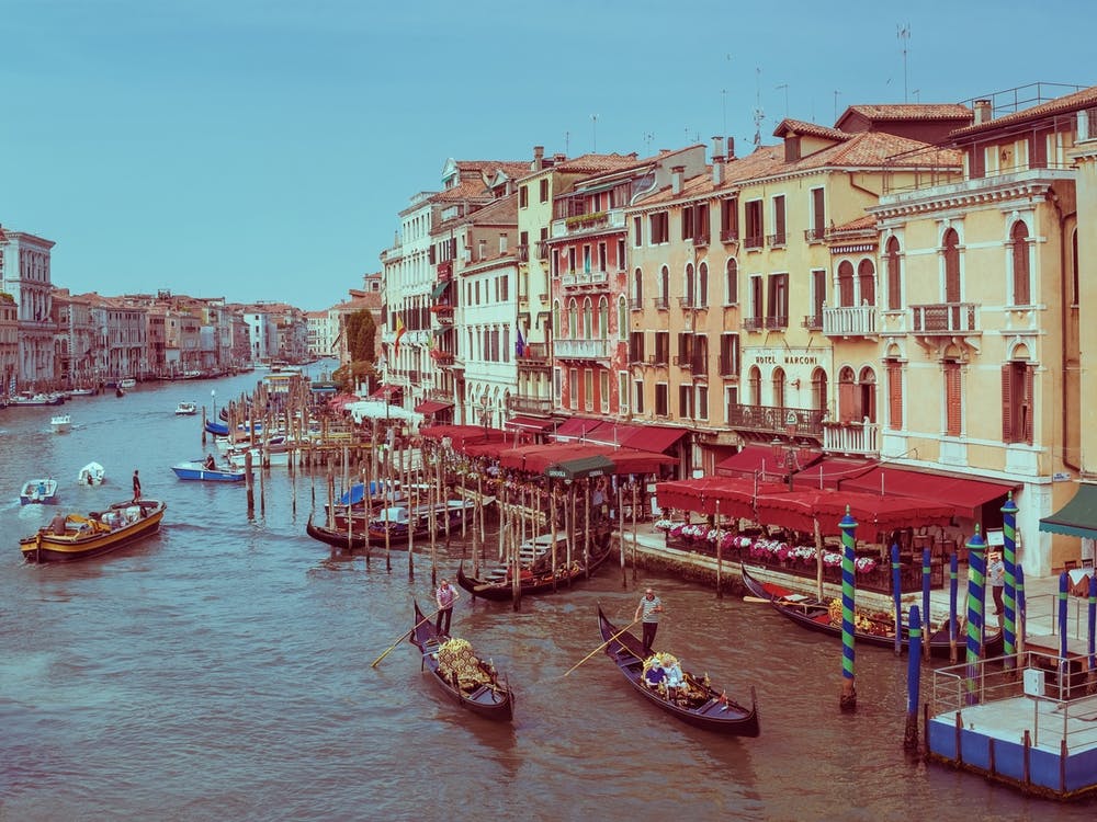 Retro Grand Canal In Venice, Italy