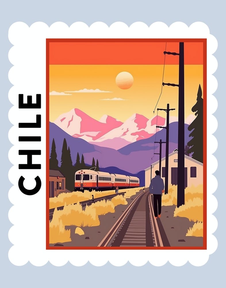 Chile 2 Travel Stamp Poster