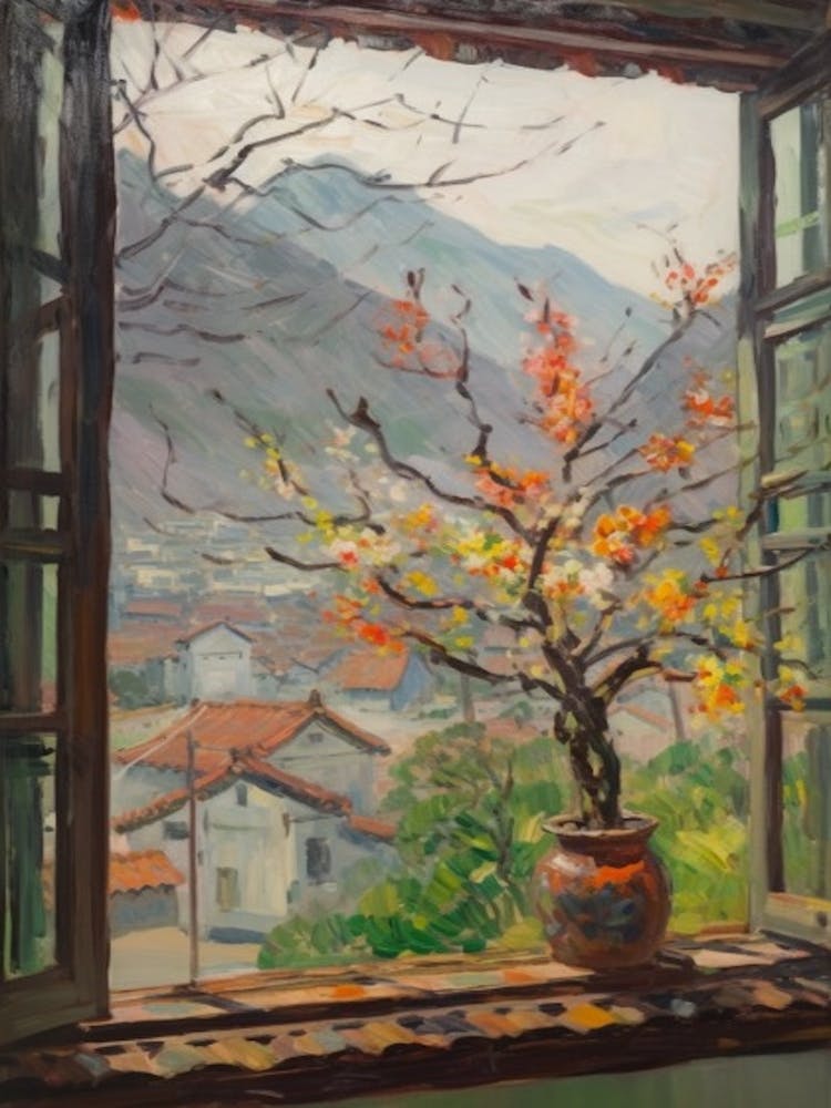 Window View Of Seoul South Korea Impressionism Style 1