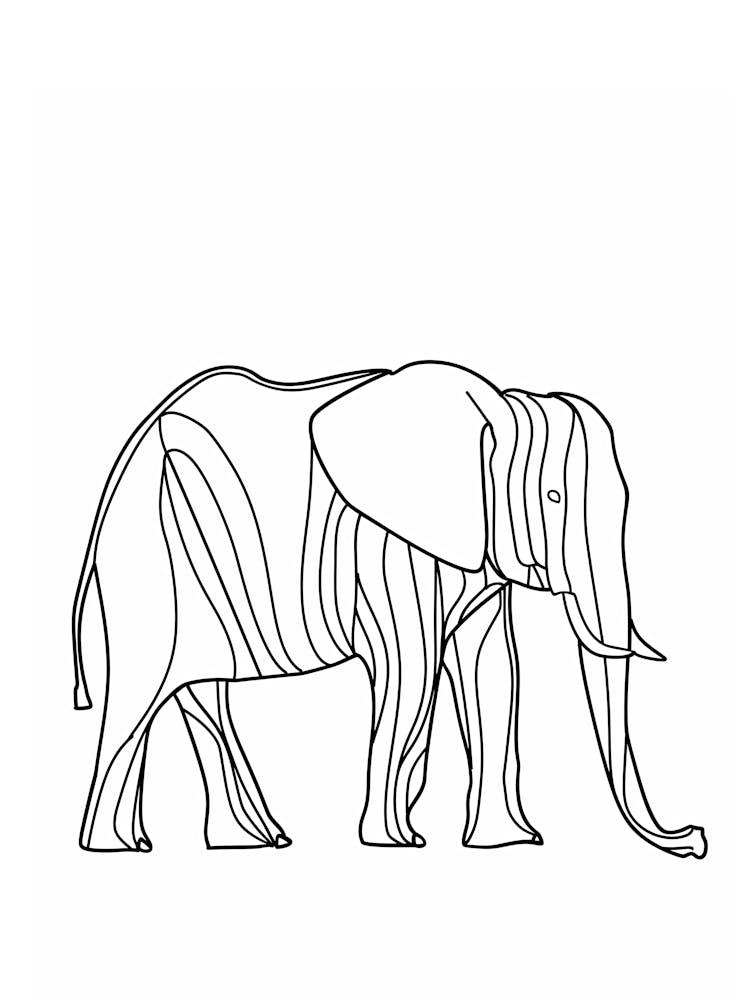 Elephant Line Drawing animal lines art