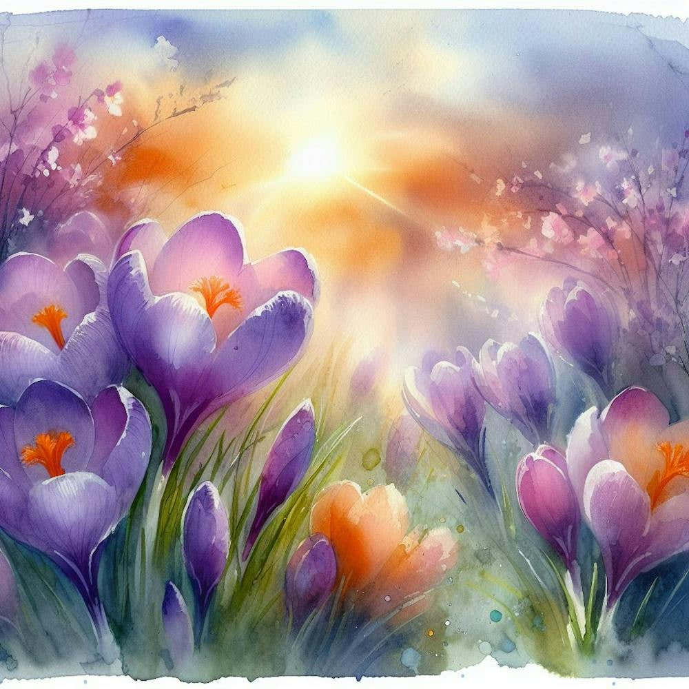 Watercolor Of Crocuses