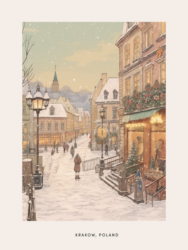 Vintage Winter Poster Krakow Poland 5