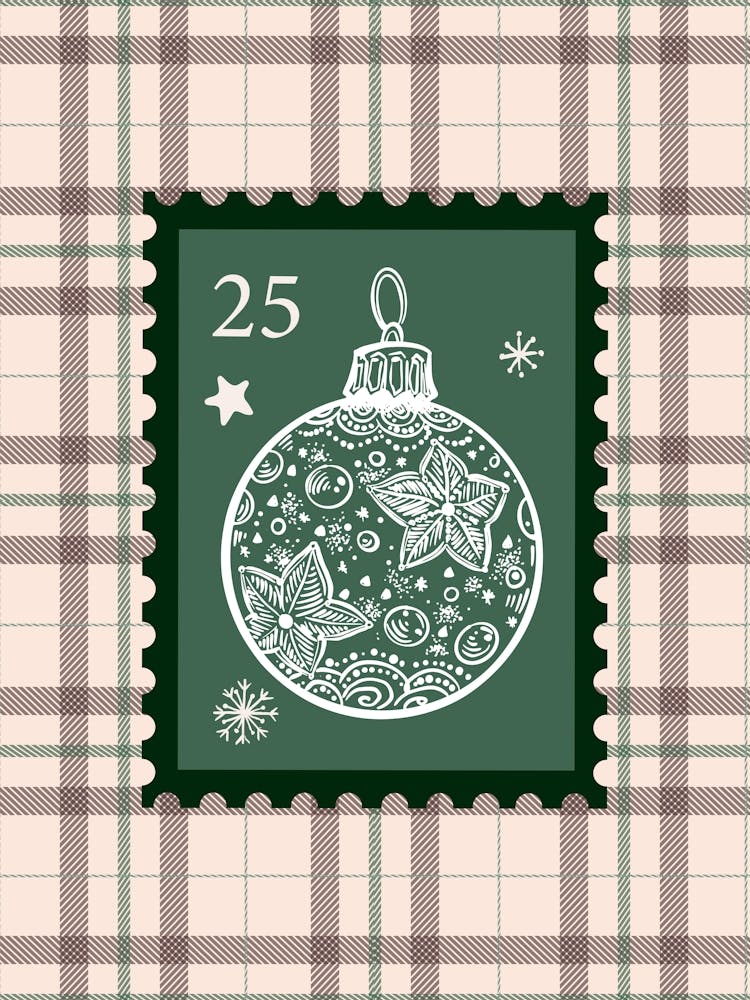 Checkered Ornament Christmas Poster