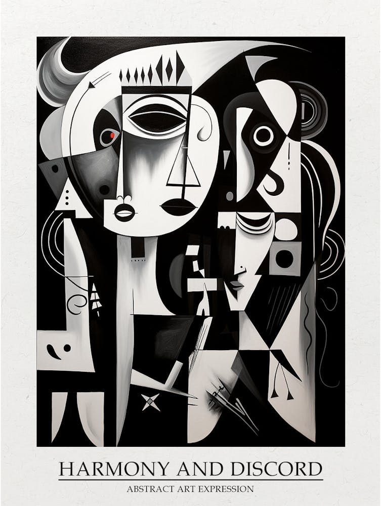 Harmony And Discord Abstract Black And White 6 Poster