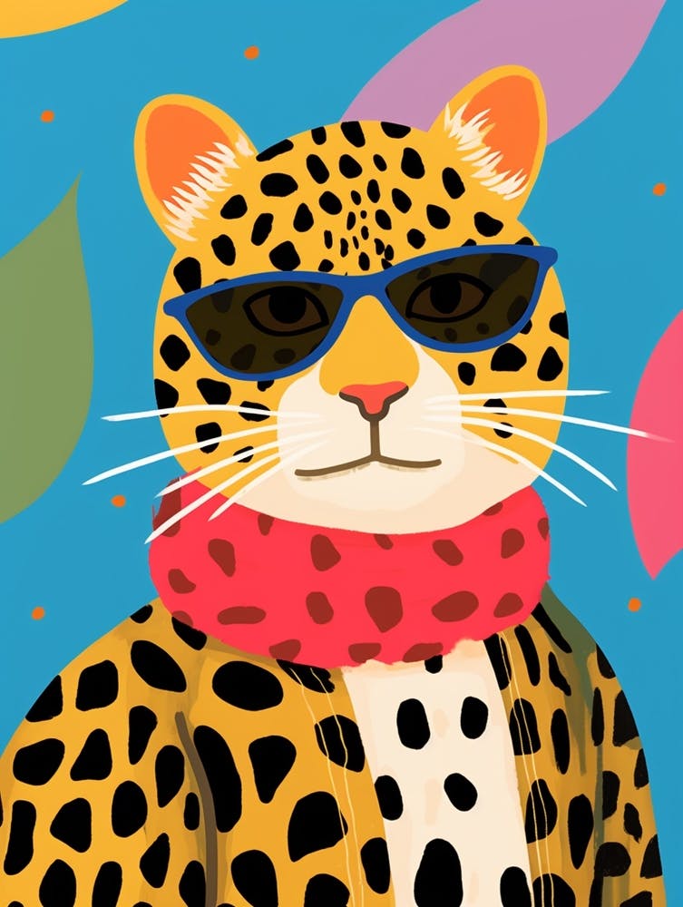 Little Leopard 1 portant des lunettes de soleil