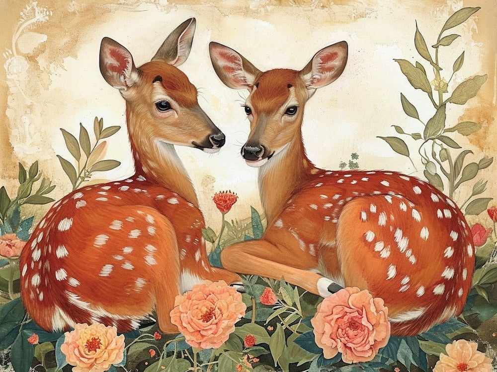 Floral Animal Illustration Deer 11