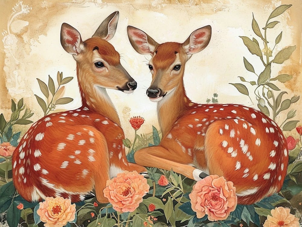 Floral Animal Illustration Deer 11