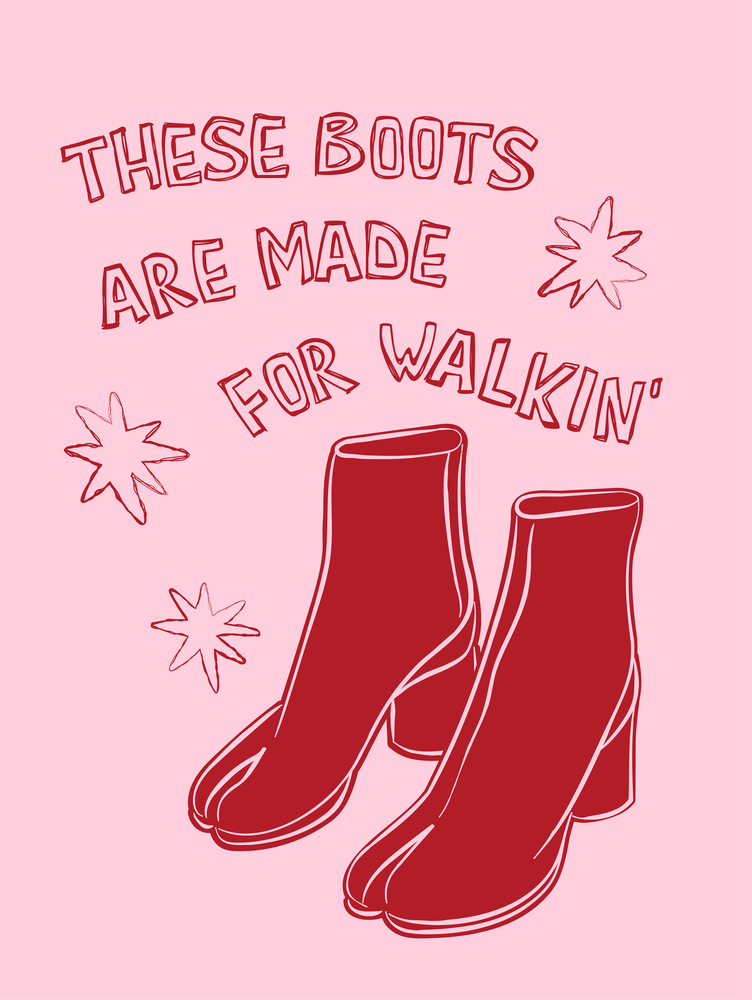 These Boots Are Made For Walkin' in Pink and Red