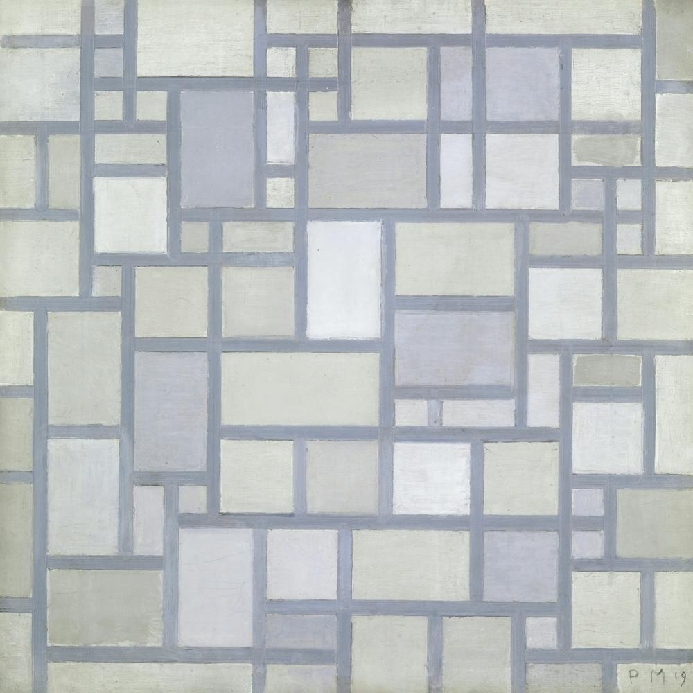Composition In Bright Colors With Gray Lines (1919), Piet Mondrian