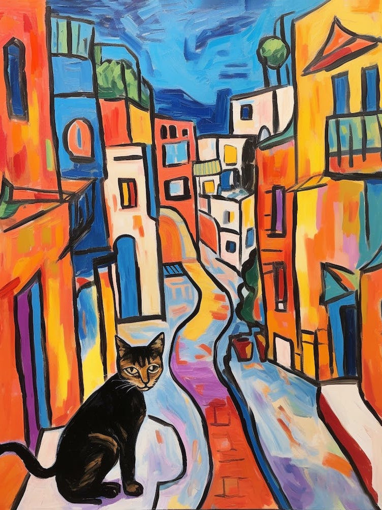 Painting Of A Cat In Rome Italy 2