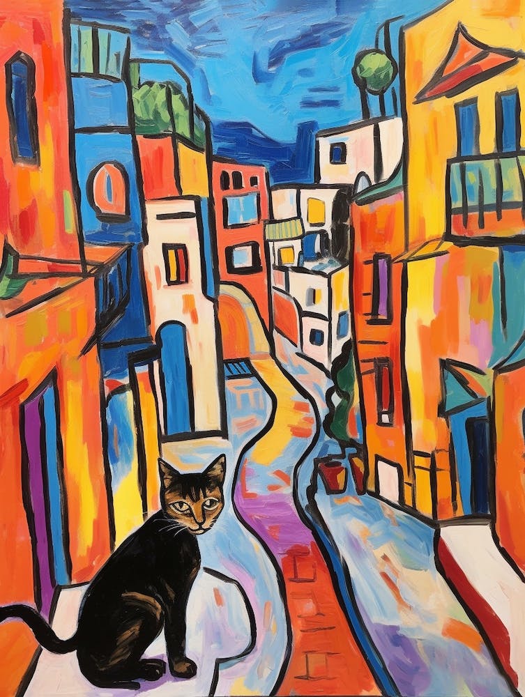 Painting Of A Cat In Rome Italy 2