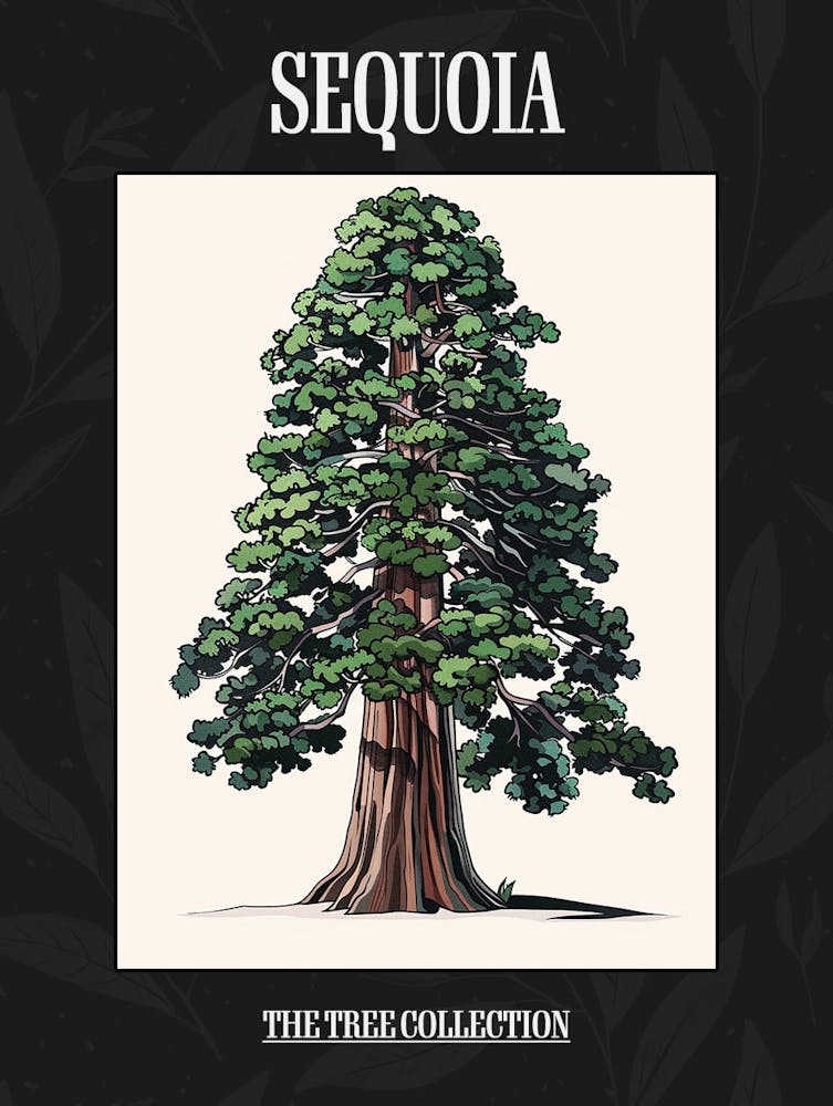 Sequoia Tree Pixel Illustration 2 Poster
