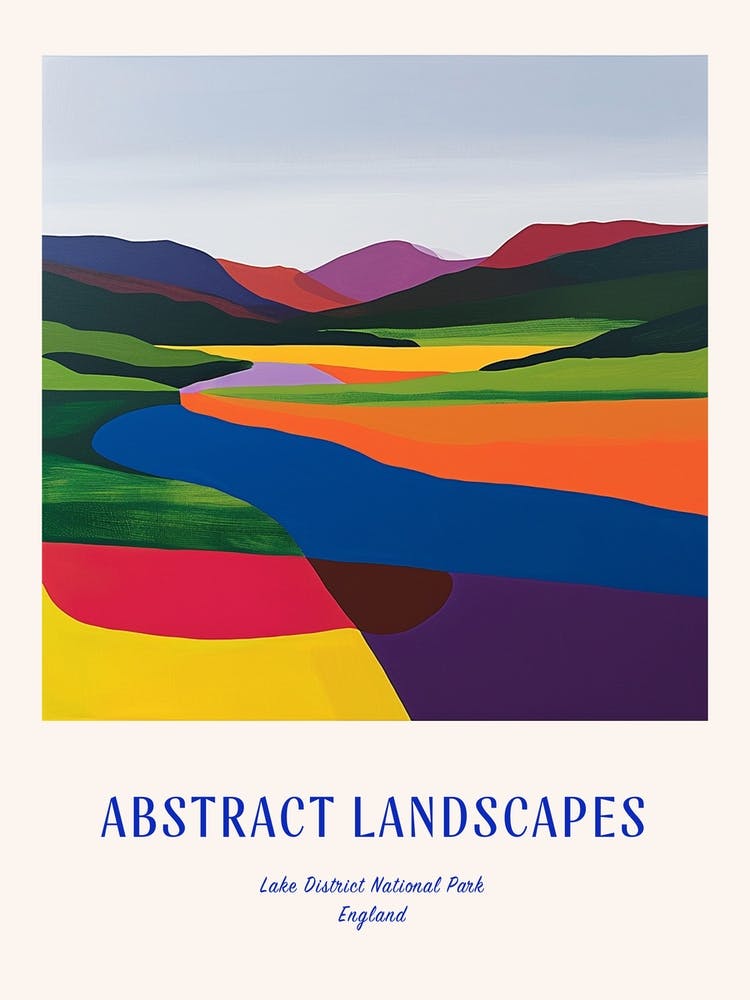 Colourful Abstract Lake District National Park England 3 Poster Blue
